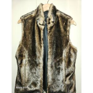 V12  Braetan Polyvinyl and Faux Fur Black and Brown Reversable Vest